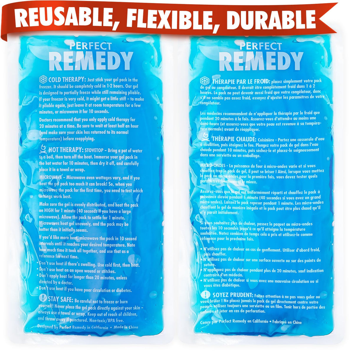 Perfect Remedy bolsas de gel frío para lesiones, color azul y pack de 2