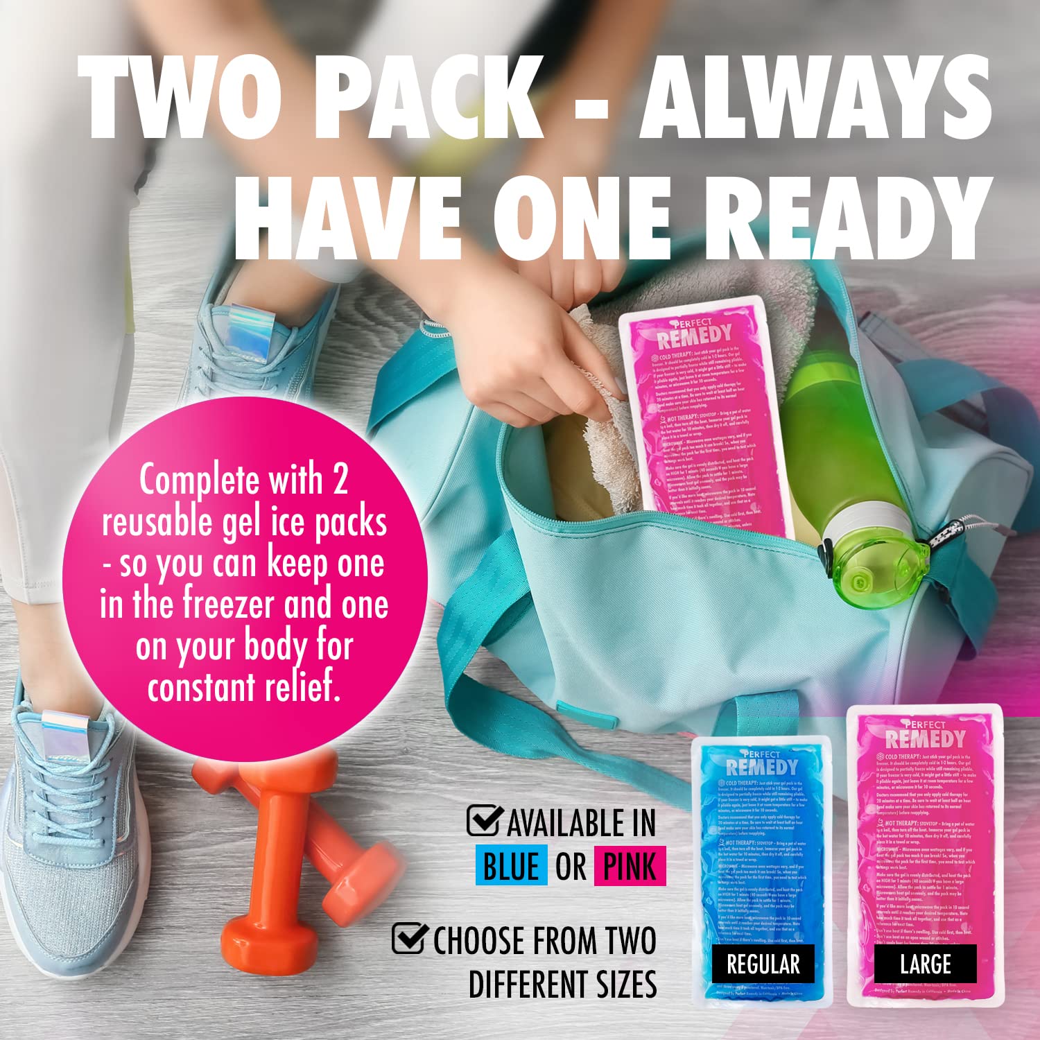 Bolsas de gel Perfect Remedy con diseño a prueba de fugas.