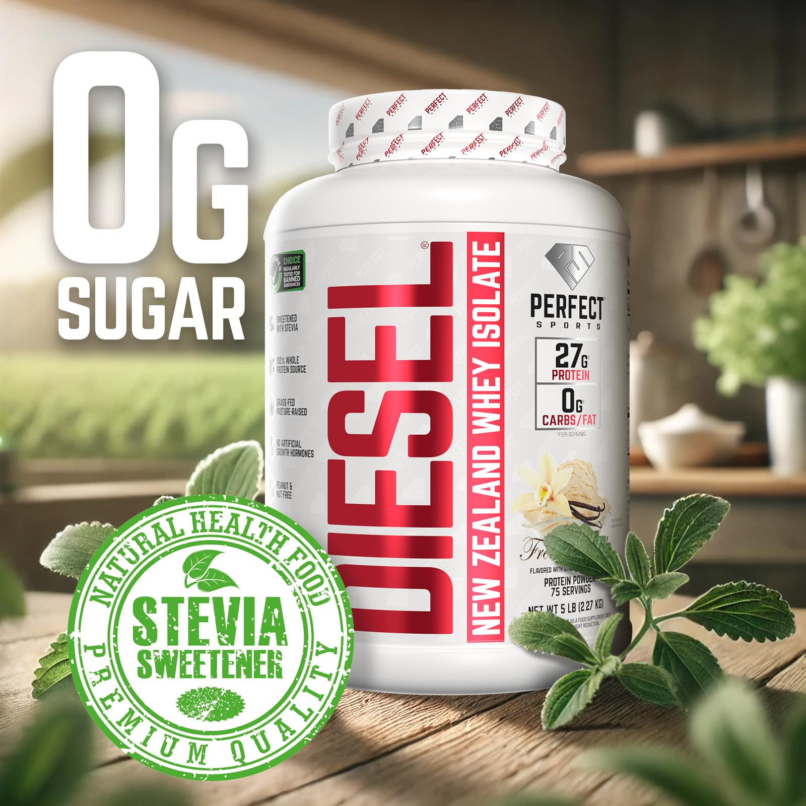 Bote de 5 lb Diesel, proteína aislada de Nueva Zelanda.