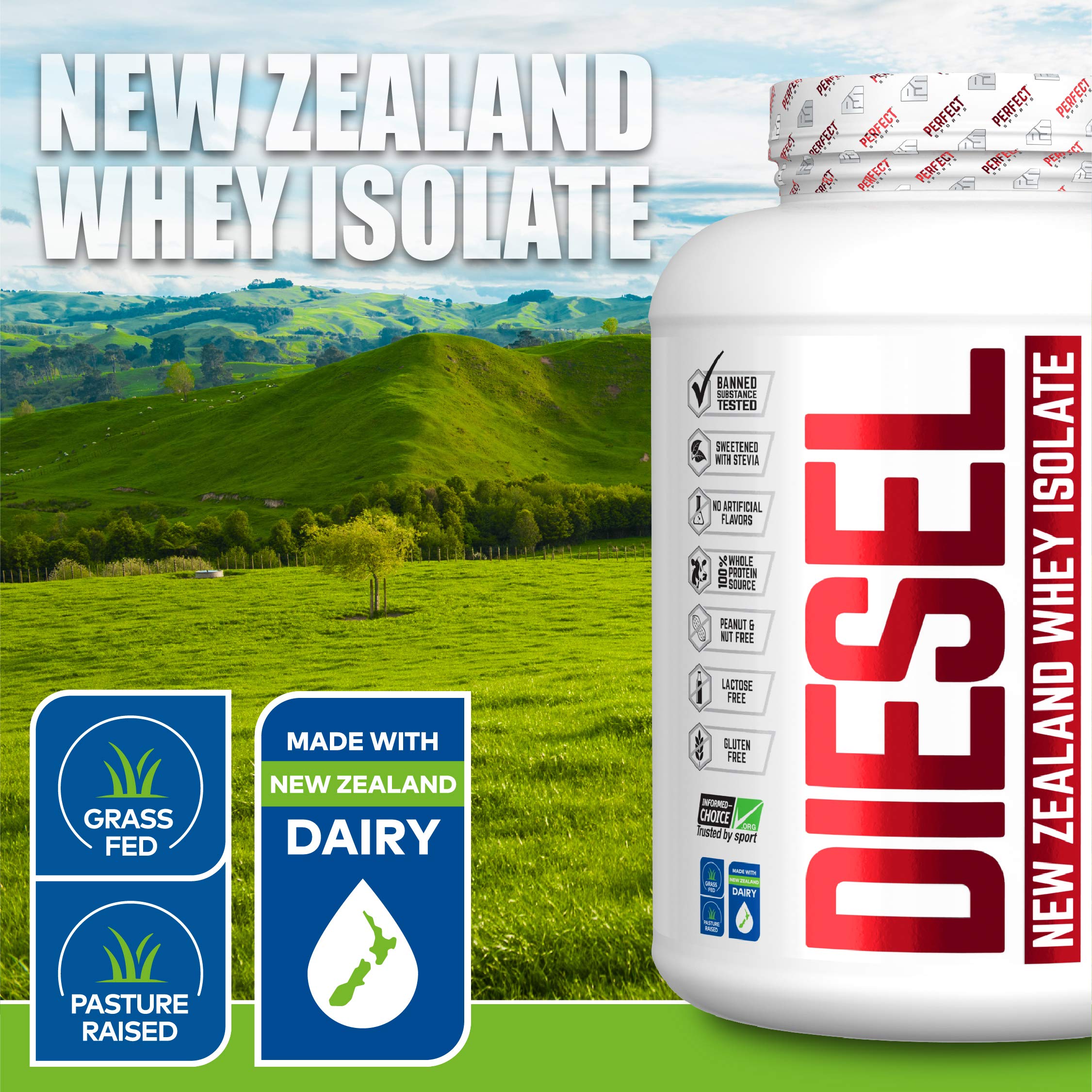 PERFECT SPORTS Diesel Whey Isolate envase de 5 lb para entrenamiento