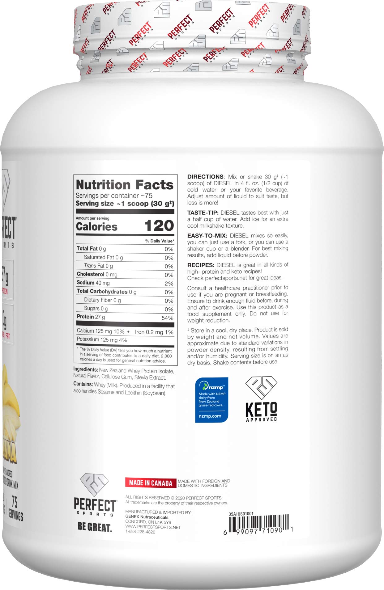 PERFECT SPORTS Diesel Whey Isolate mezcla facil para dias ocupados