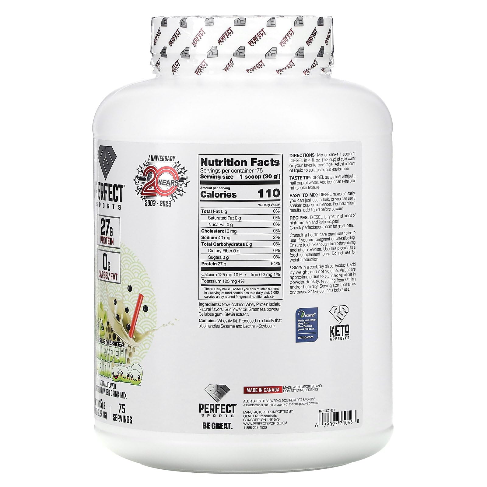 Batido Diesel Whey Isolate sabor melón dulce, refrescante