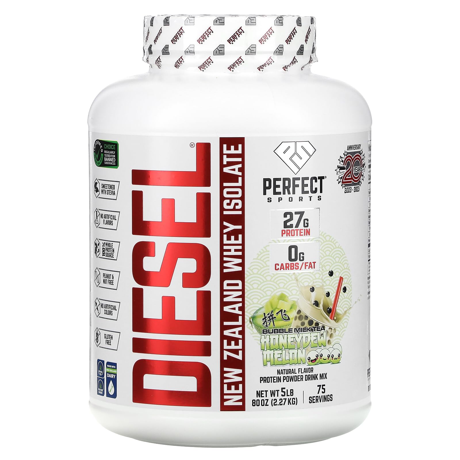 Diesel Whey Isolate en vaso, mezcla suave para entrenamiento
