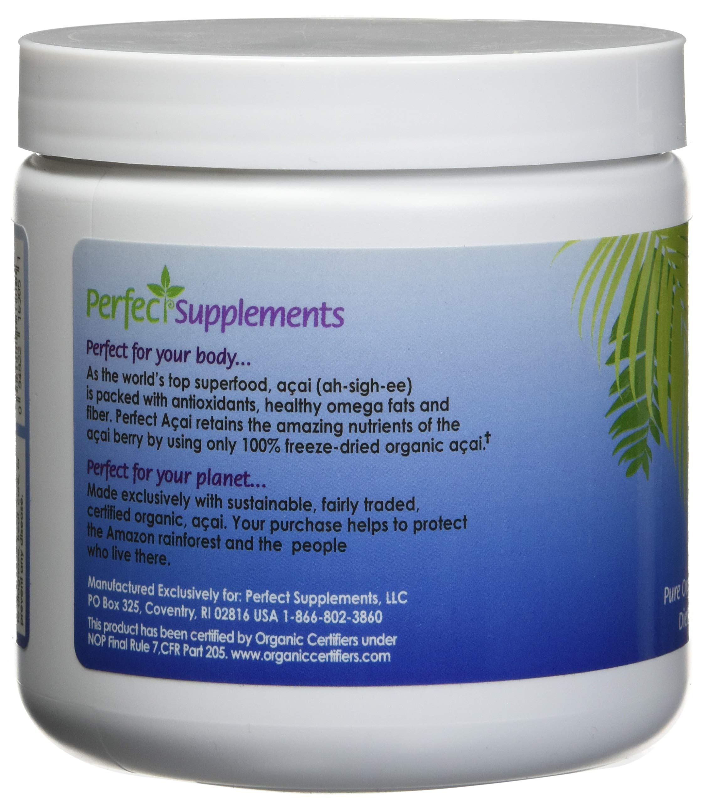 Etiqueta orgánica de Perfect Supplements Acai, libre de aditivos