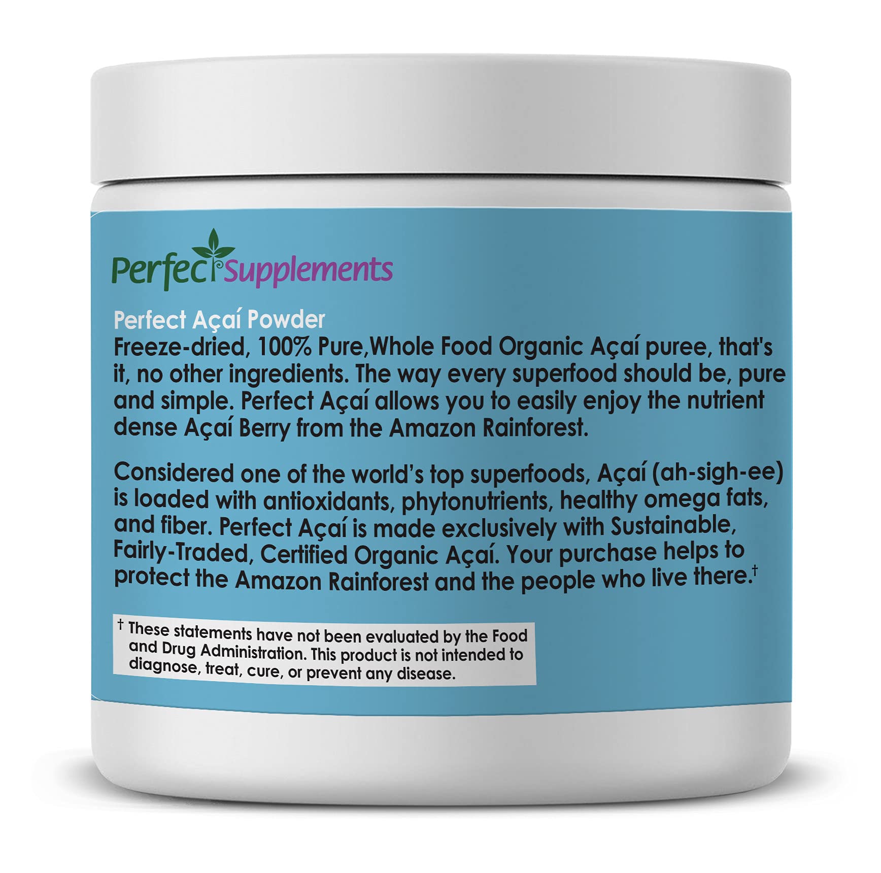 Perfect Supplements Acai polvo, textura fina, ideal para batidos suaves