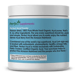 Perfect Supplements Acai polvo, textura fina, ideal para batidos suaves