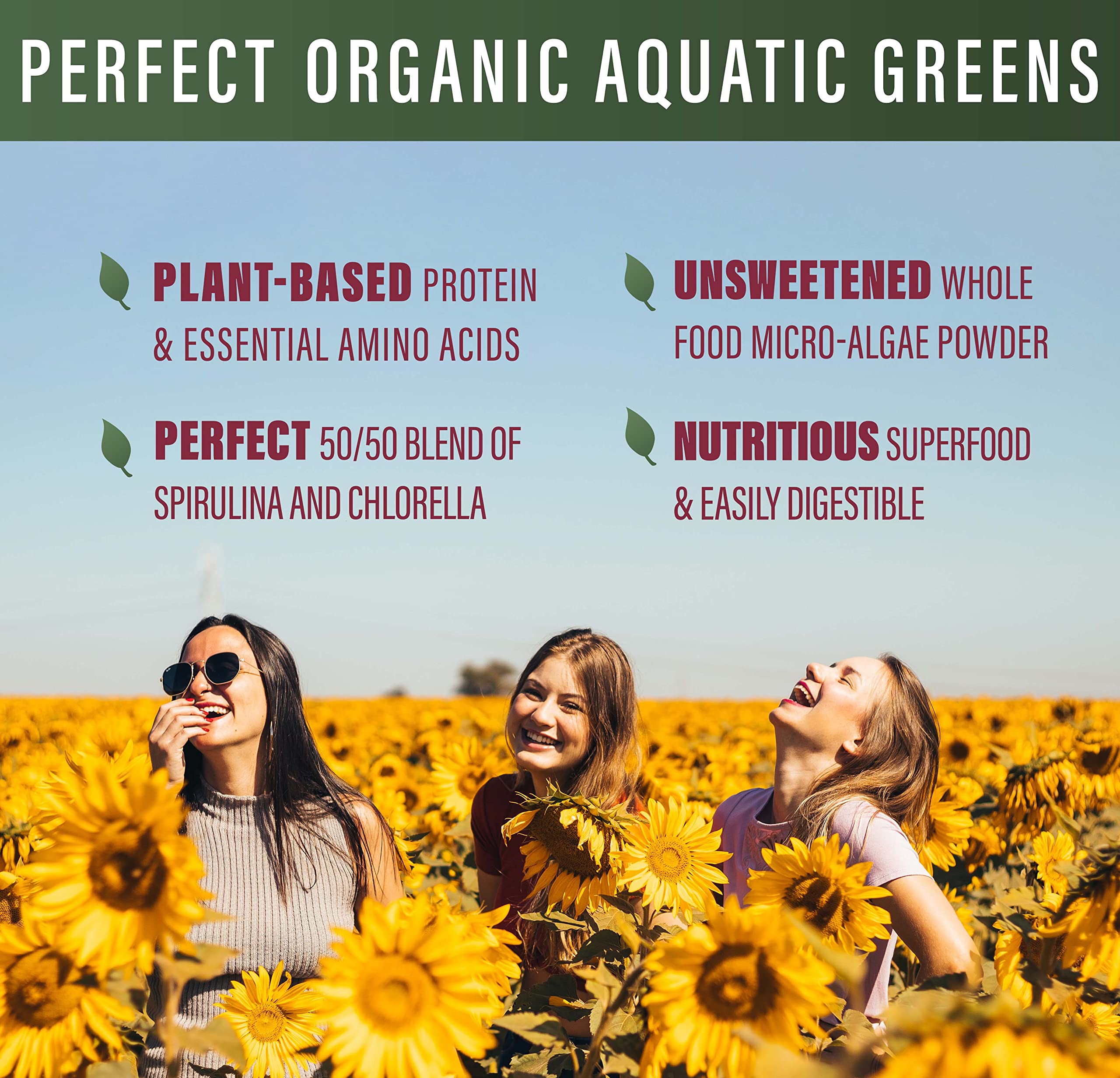 Perfect Supplements Aquatic Greens amigable vegano para dietas a base de plantas.