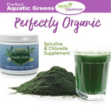 Perfect Supplements Aquatic Greens preparación en licuado para batidos rápidos.