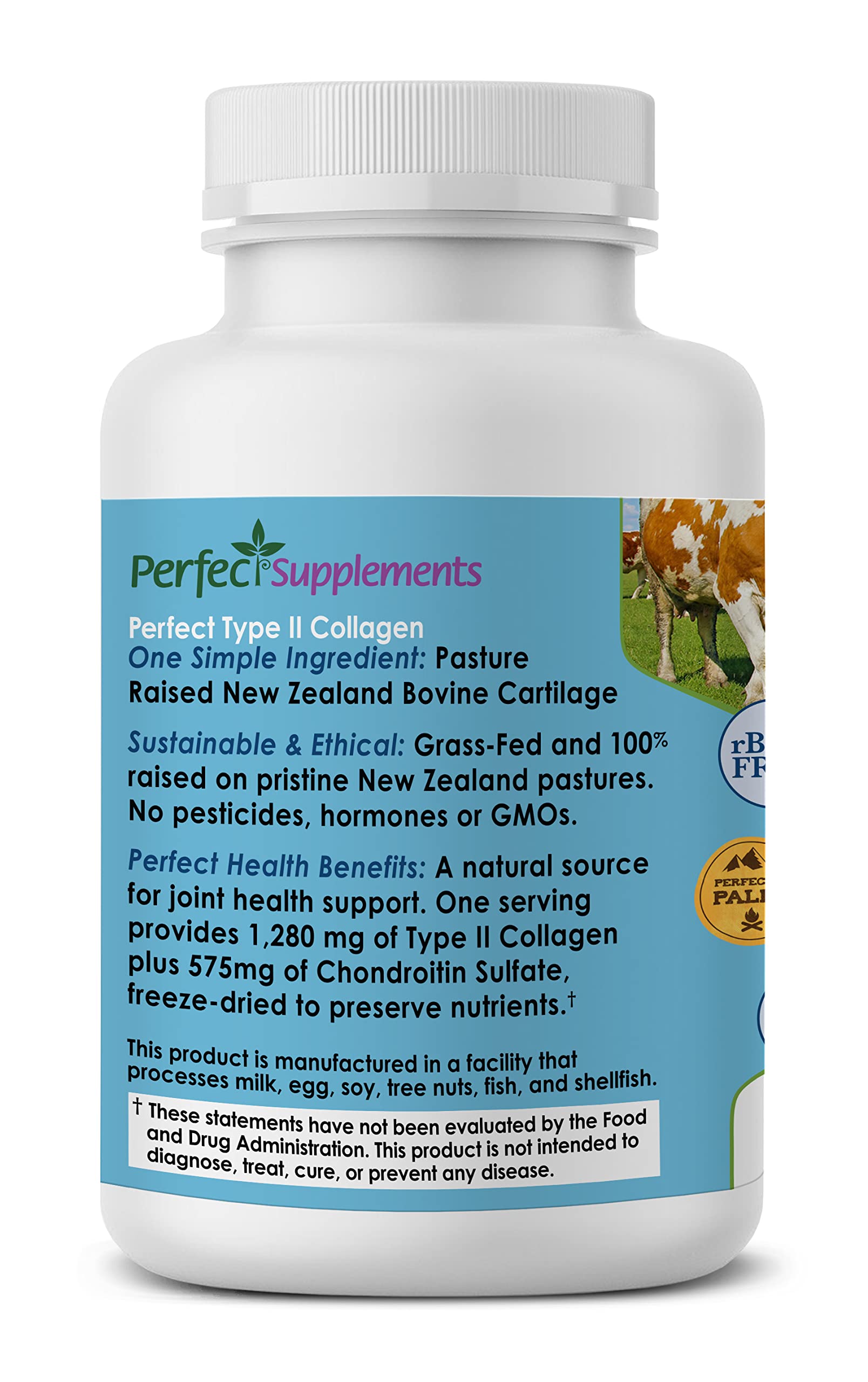 Perfect Supplements Colágeno Tipo II – cartílago, fuente natural de nutrientes.