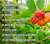 Perfect Supplements Etiqueta orgánica de acerola para cocina saludable.