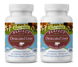 Perfect Supplements hígado desecado en cápsulas, fuente natural de proteína e hierro.