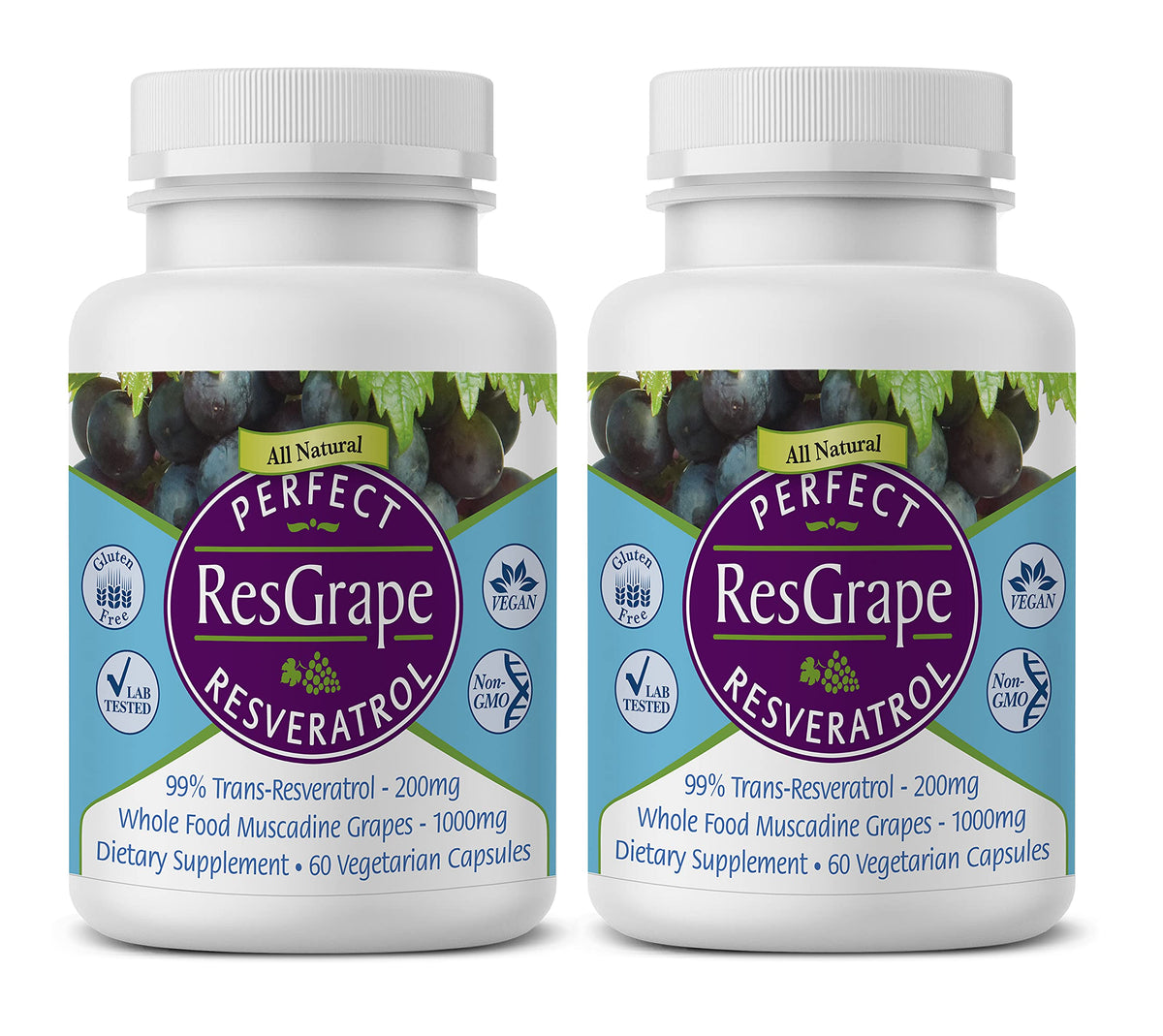 Perfect Supplements ResGrape Resveratrol: botella de cápsulas para uso diario y antioxidante