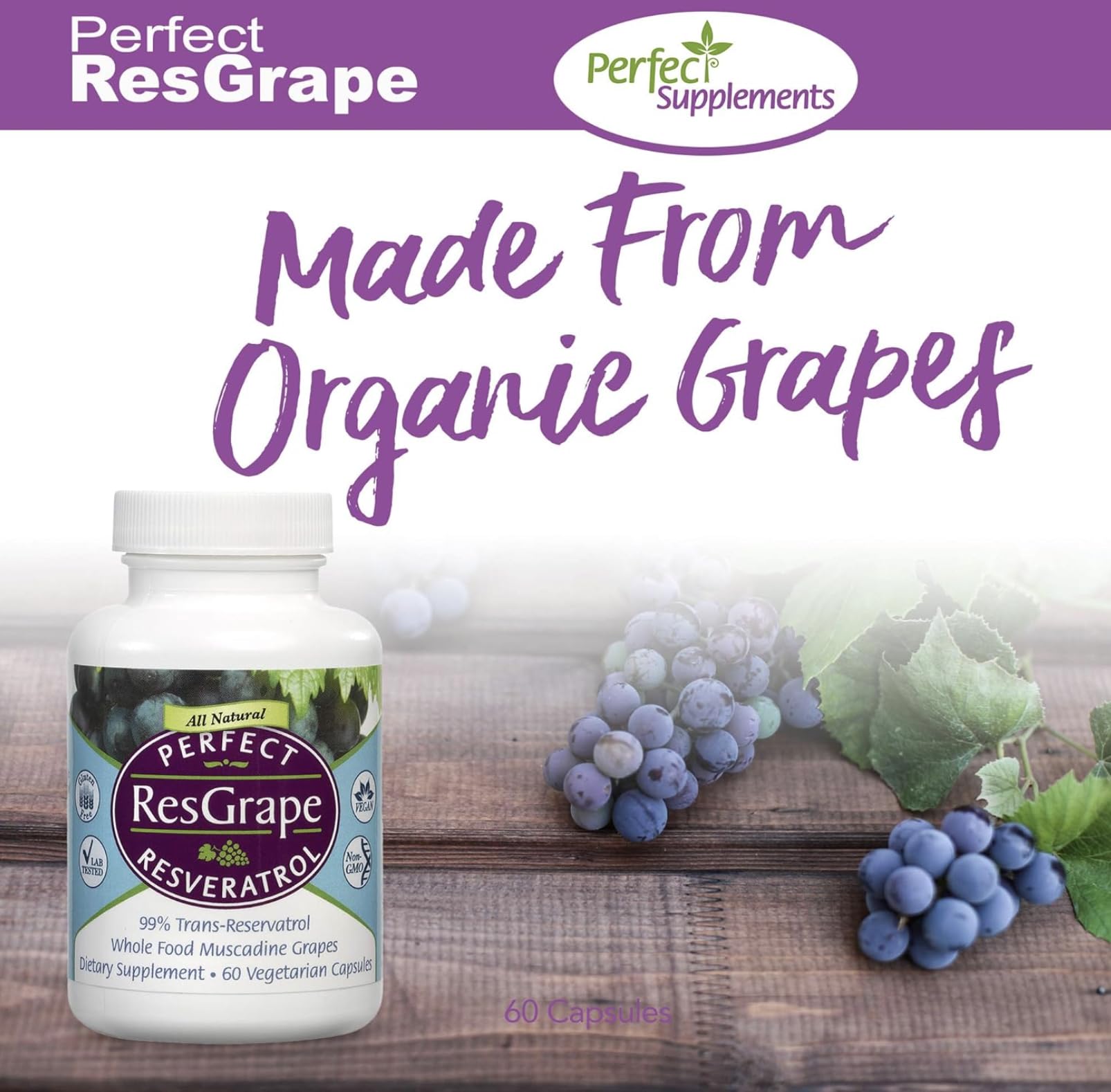 Resveratrol puro y trans en cada cápsula para una ingesta segura.
