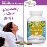 Uso diurno de Rhodiola Rosea de Perfect Supplements para energía suave.
