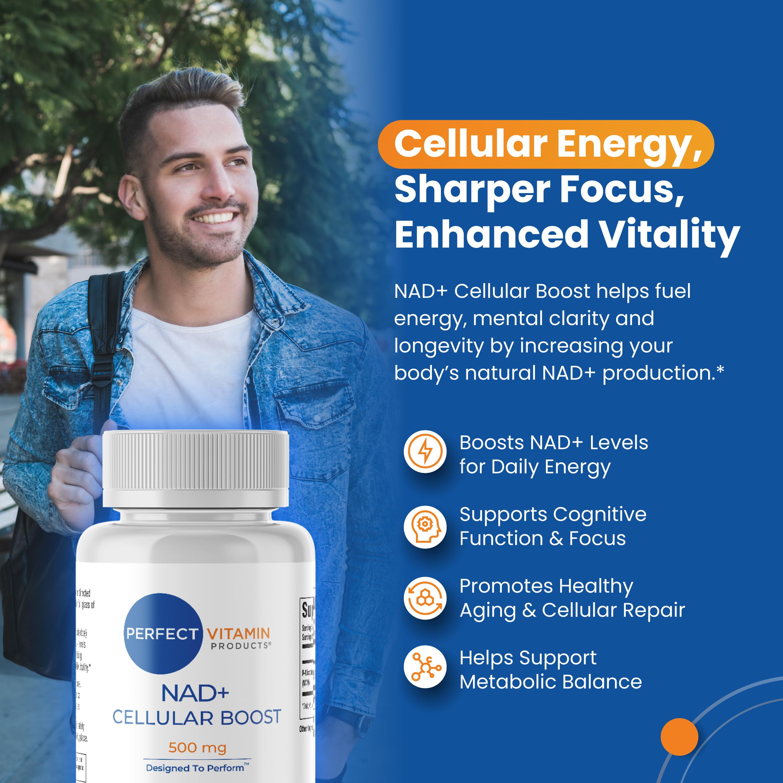 Perfect Vitamin NAD+: cápsulas veganas para energía sostenida durante el día