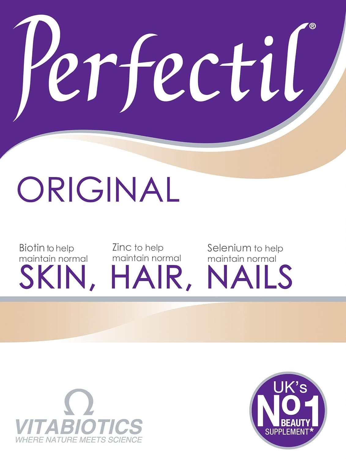 Perfectil Triple Active: tabletas en caja para cuidado diario de piel, cabello y uñas.