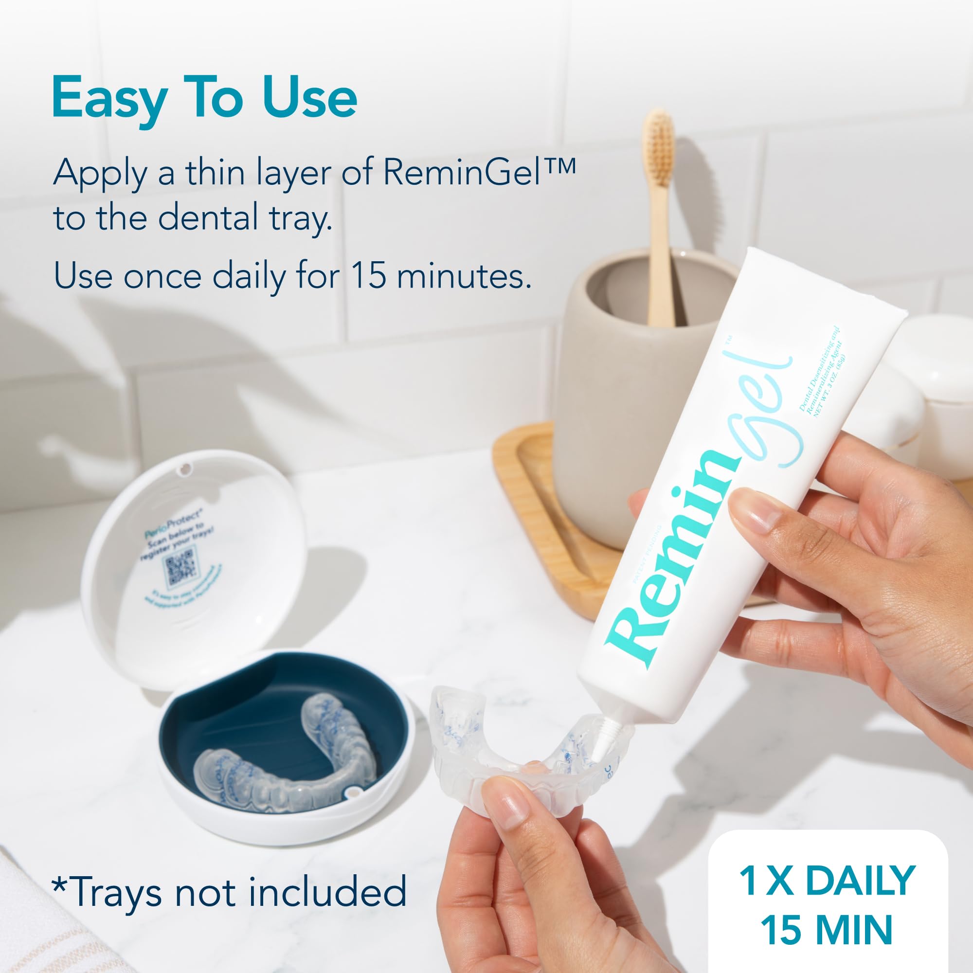 ReminGel de Perio Protect: textura gel dental facilita la aplicación precisa.