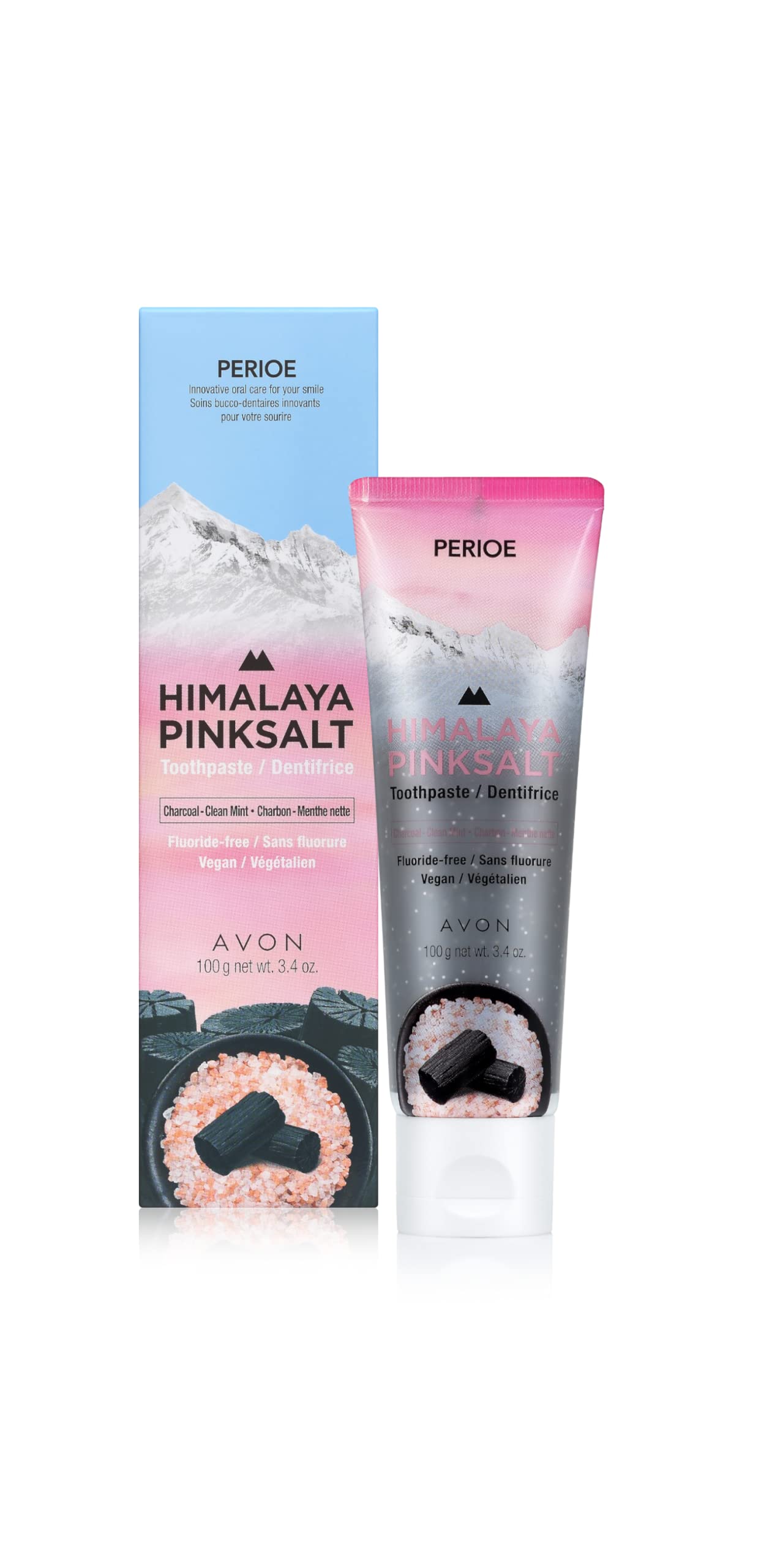 PERIOE pasta dental sin fluoruro con sal del Himalaya rosa, ideal para uso diario