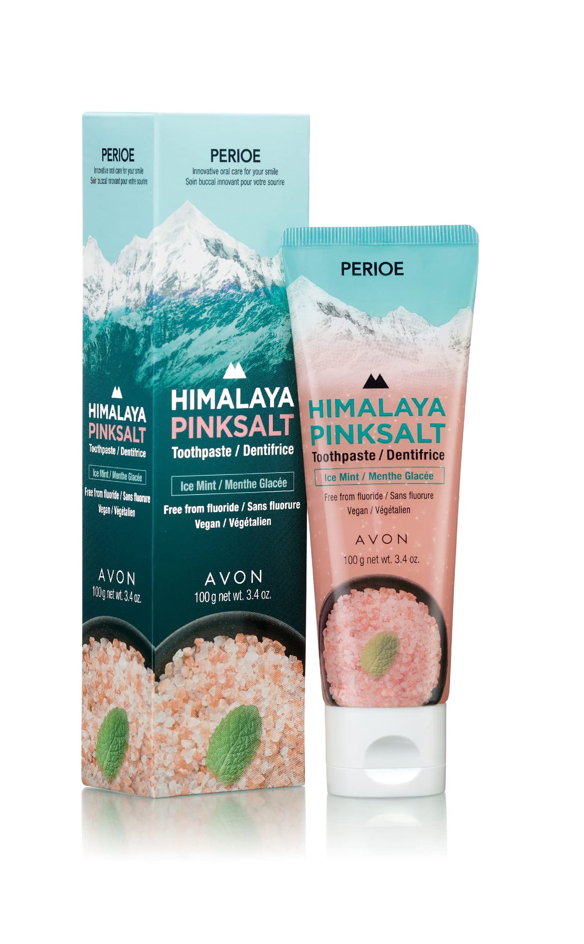 PERIOE pasta dental sin fluor, sal del Himalaya y menta hielo para limpieza diaria