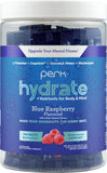 Perk Hydrate stickpacks frambuesa azul para hidratación rápida.