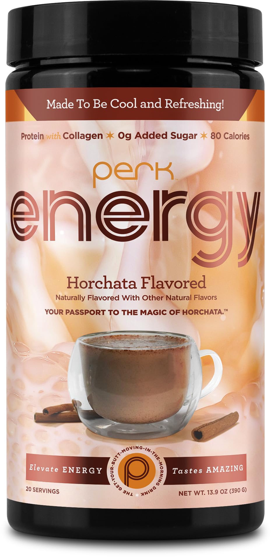Perk Horchata, empaque práctico para llevar energía diaria.