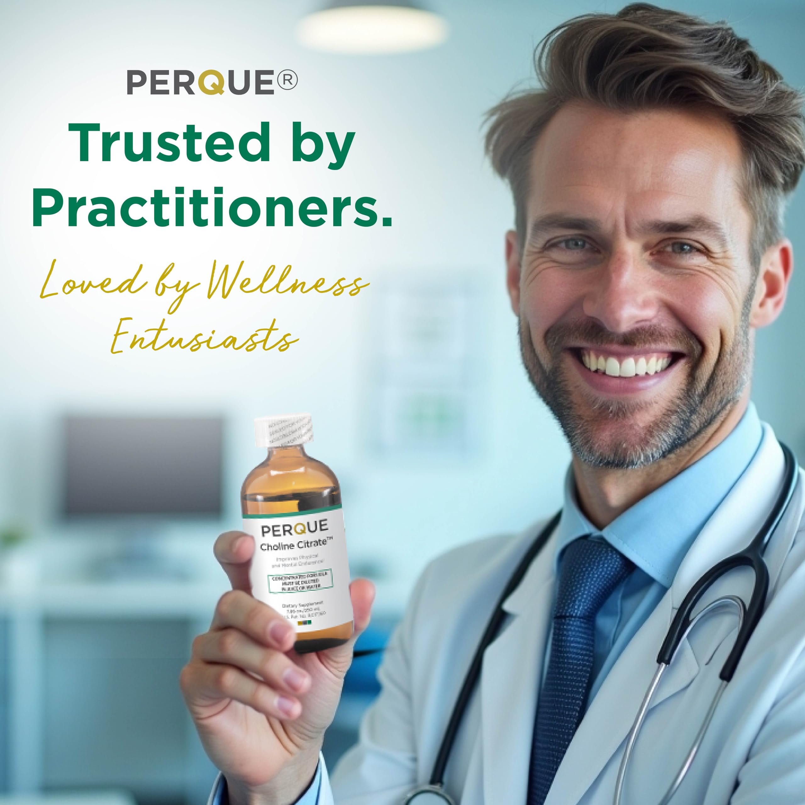 PERQUE Choline Citrate, gotero para dosis precisa y fácil dosificación.