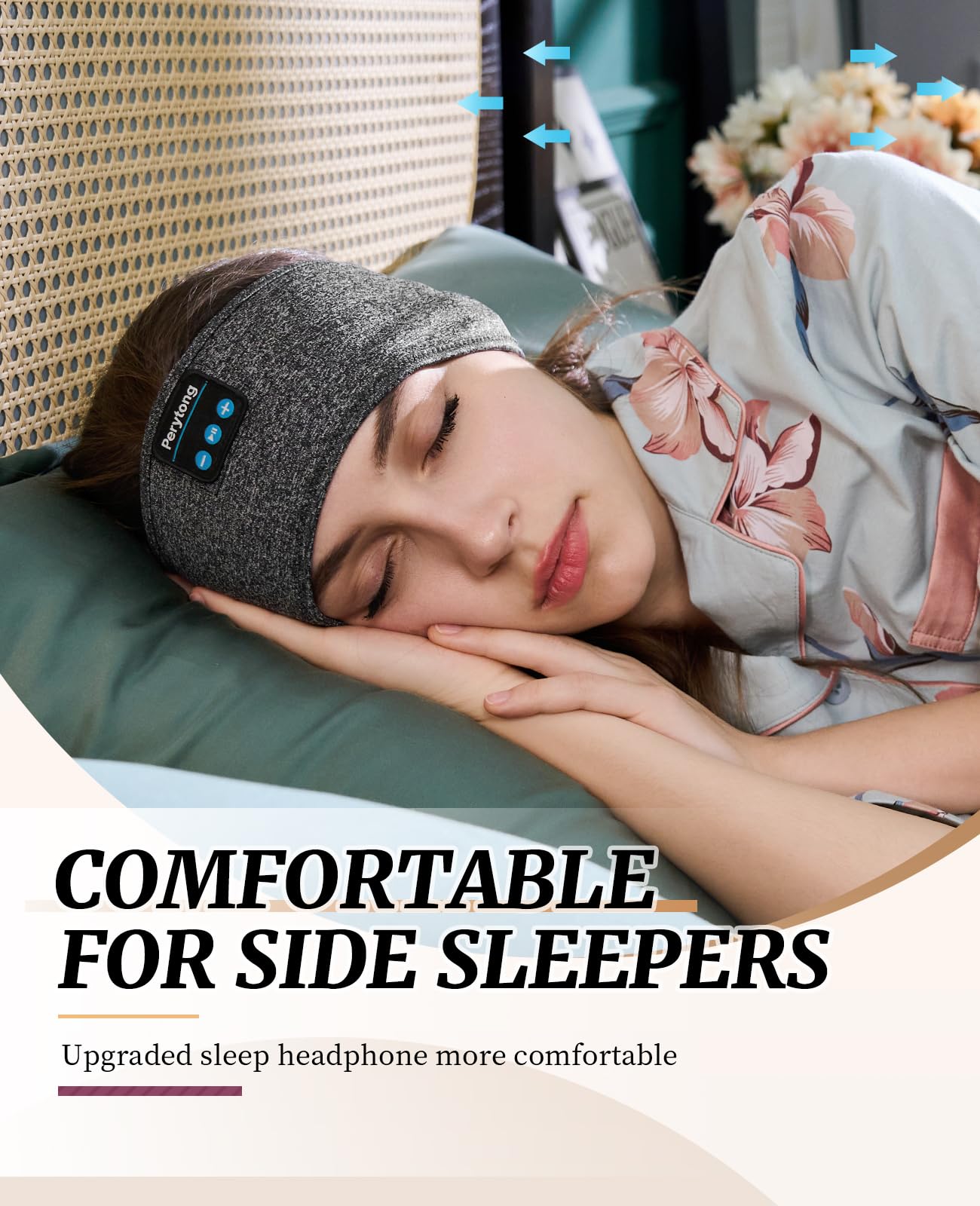 Perytong auriculares en banda Bluetooth ultrafinos para dormir cómodo