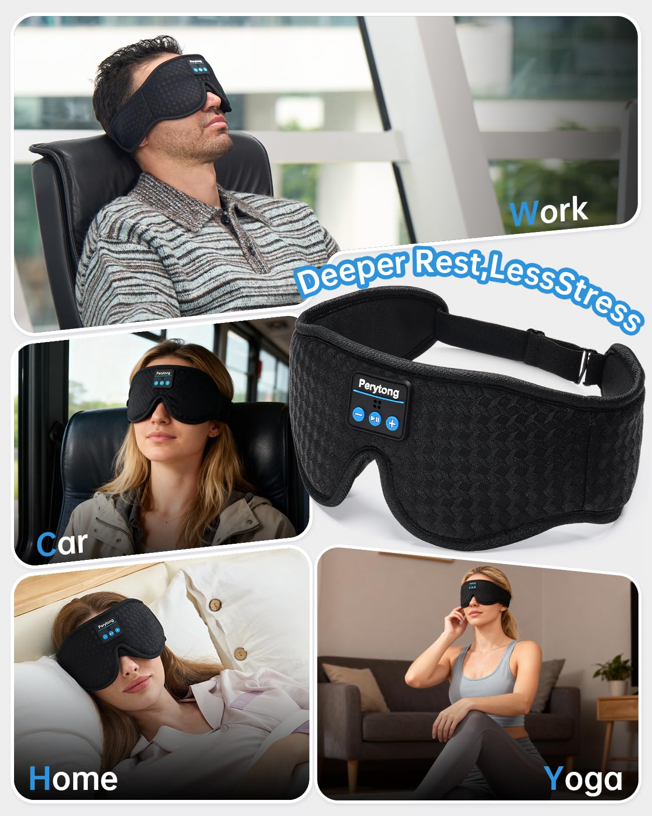 Perytong diseño confortable auriculares en banda para dormir