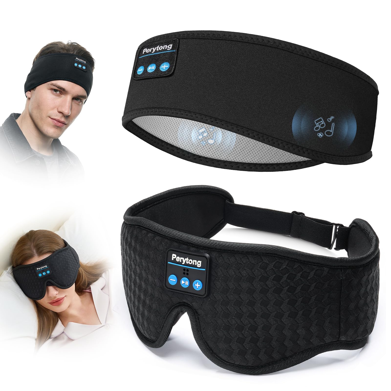 Perytong dos-pack de auriculares de sueño con mascarilla para relajación nocturna