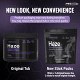 PEScience Haze Sleep Powder etiqueta resalta magnesio y 5-HTP para un descanso equilibrado.