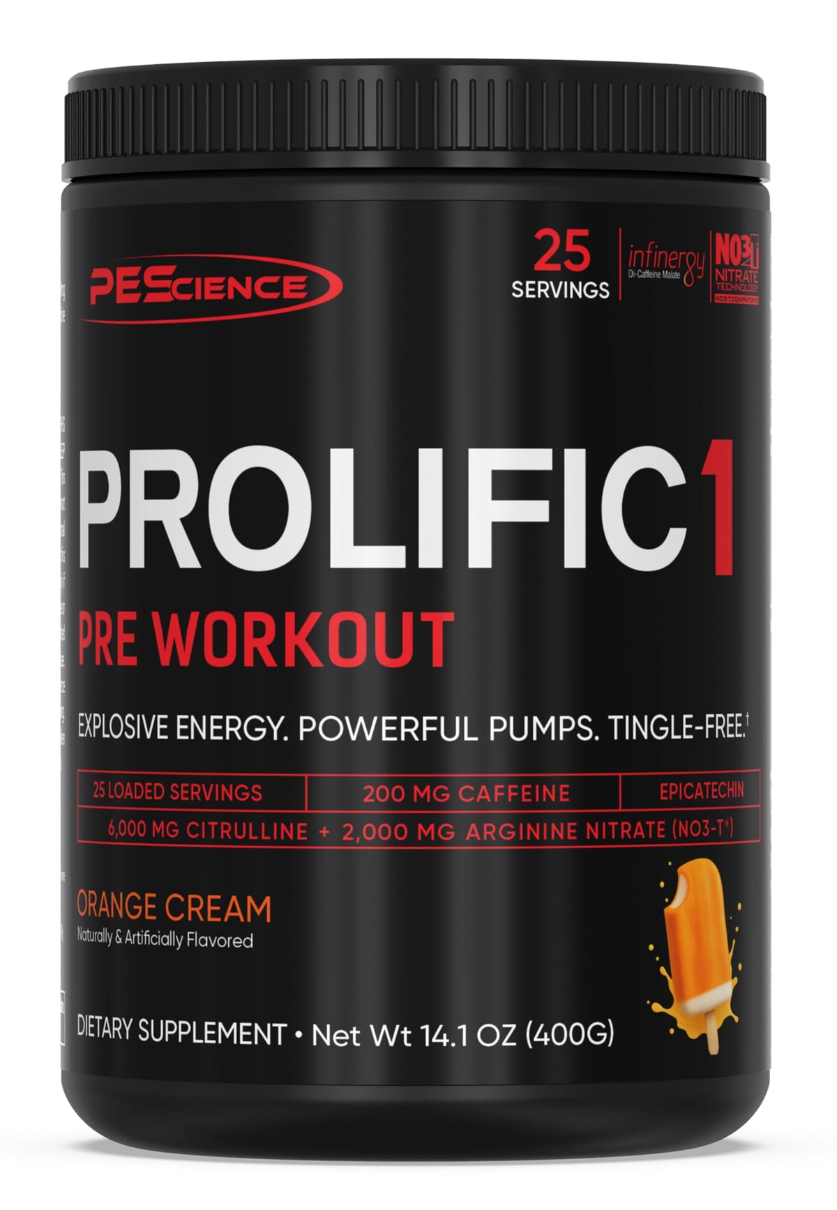 PEScience Prolific-1 en tubo naranja crema para energía sostenida durante el entrenamiento