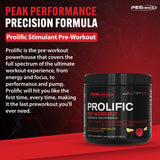 PEScience Prolific, dos fuentes de cafeína, energía limpia para sesiones intensas.