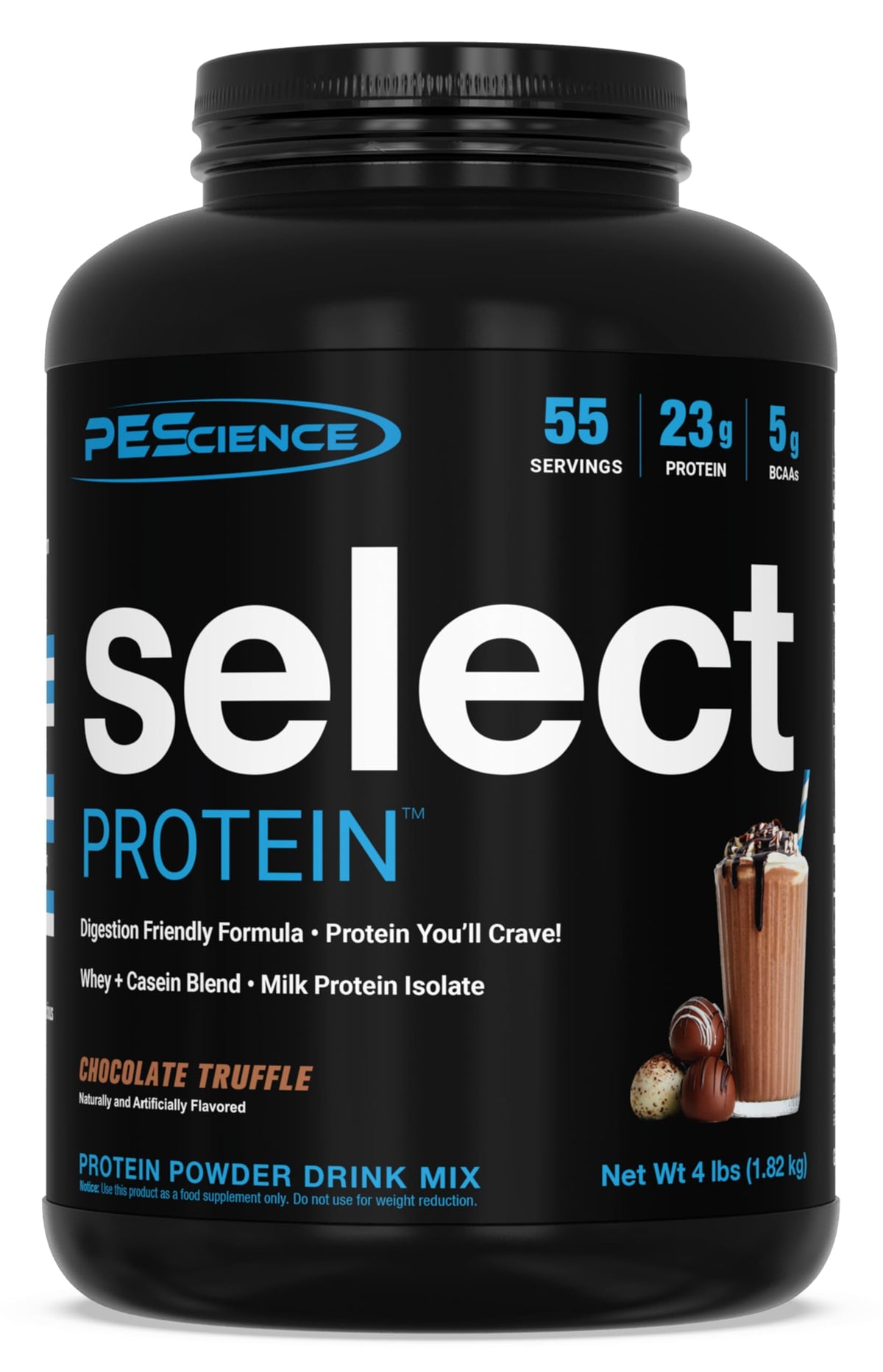 PEScience Select Proteína en frasco, polvo de trufa de chocolate para batidos sabrosos
