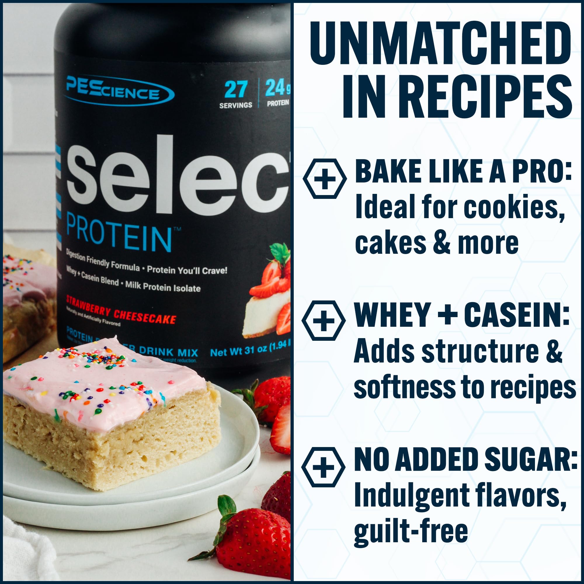 Batido espumoso de PEScience Select Protein preparado con agua o leche