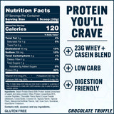 PEScience Select Protein, etiqueta nutricional clara, compatible con dietas Keto y bajo en carbohidratos.