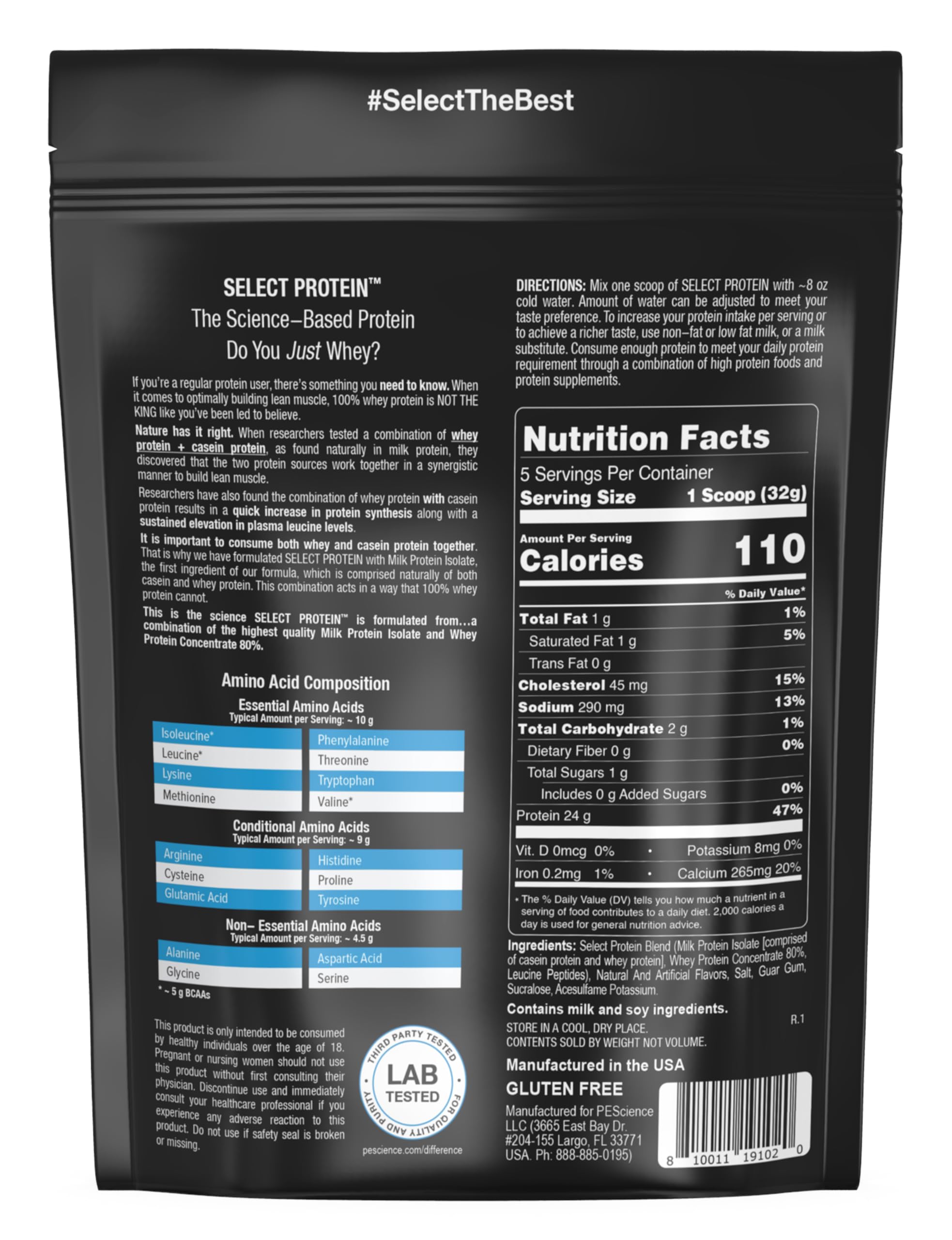 PEScience Select Protein apto para Keto y bajo carbohidratos con perfil ligero