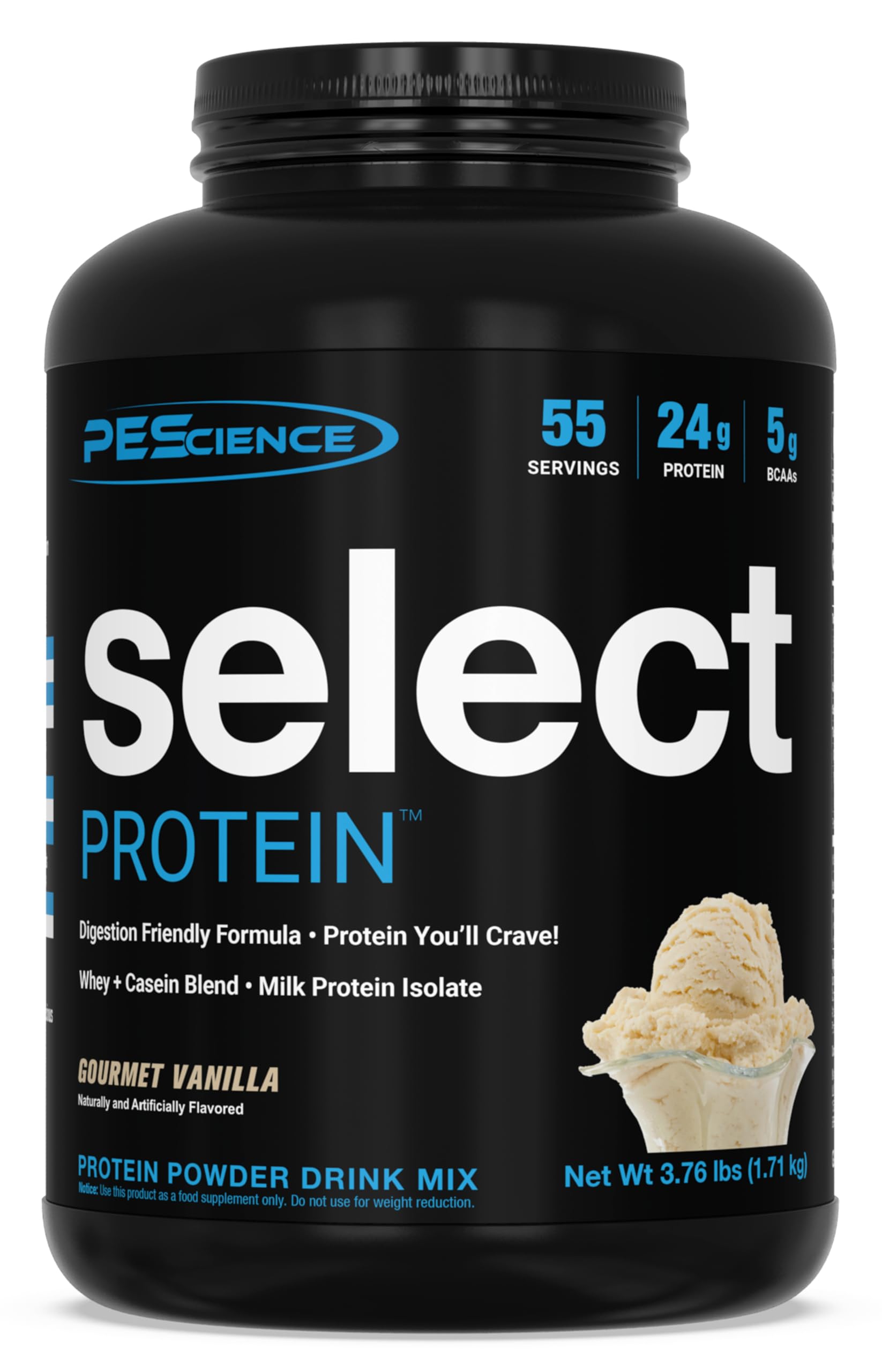 PEScience Select Protein en lata vainilla gourmet, ideal para batidos y rituales de entrenamiento.
