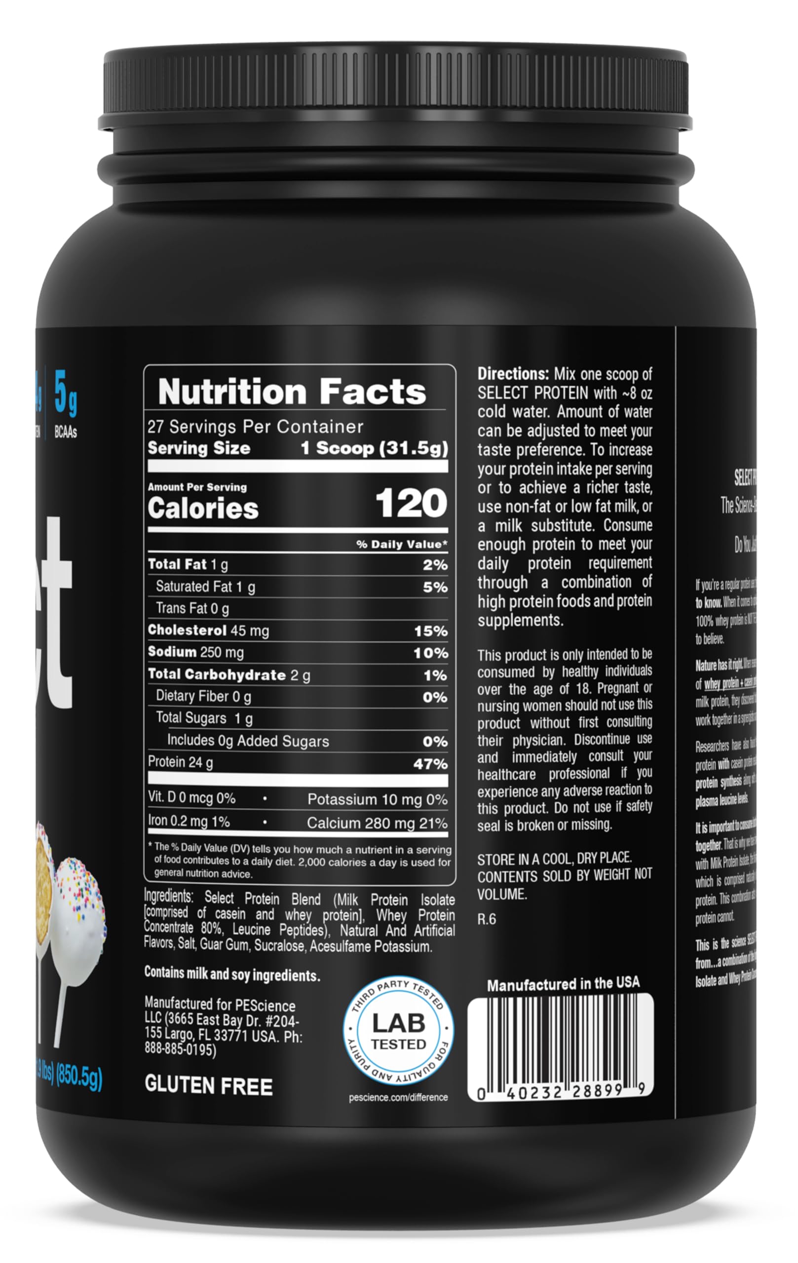 PEScience Select Protein polvo derramando con cuchara, para textura suave al batido.
