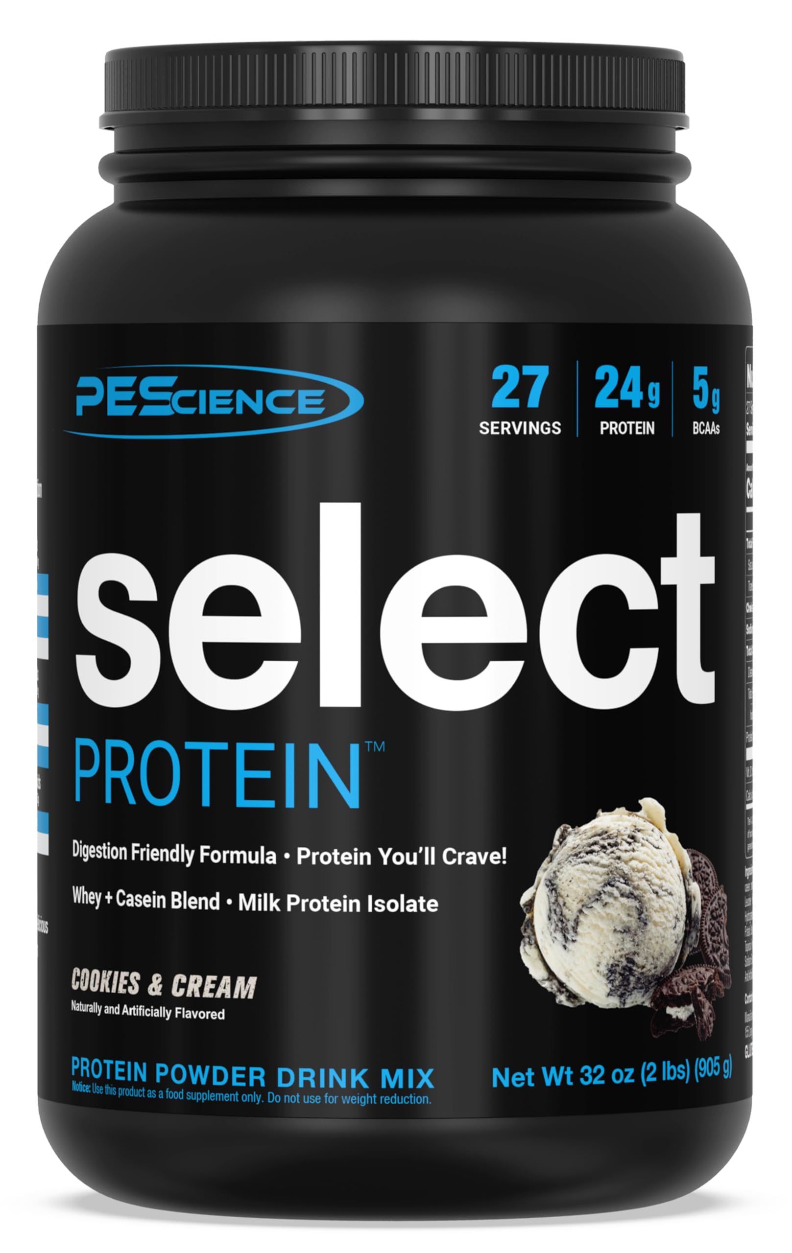 PEScience Select Protein, polvo en empaque frontal, ideal para una proteína equilibrada diaria.
