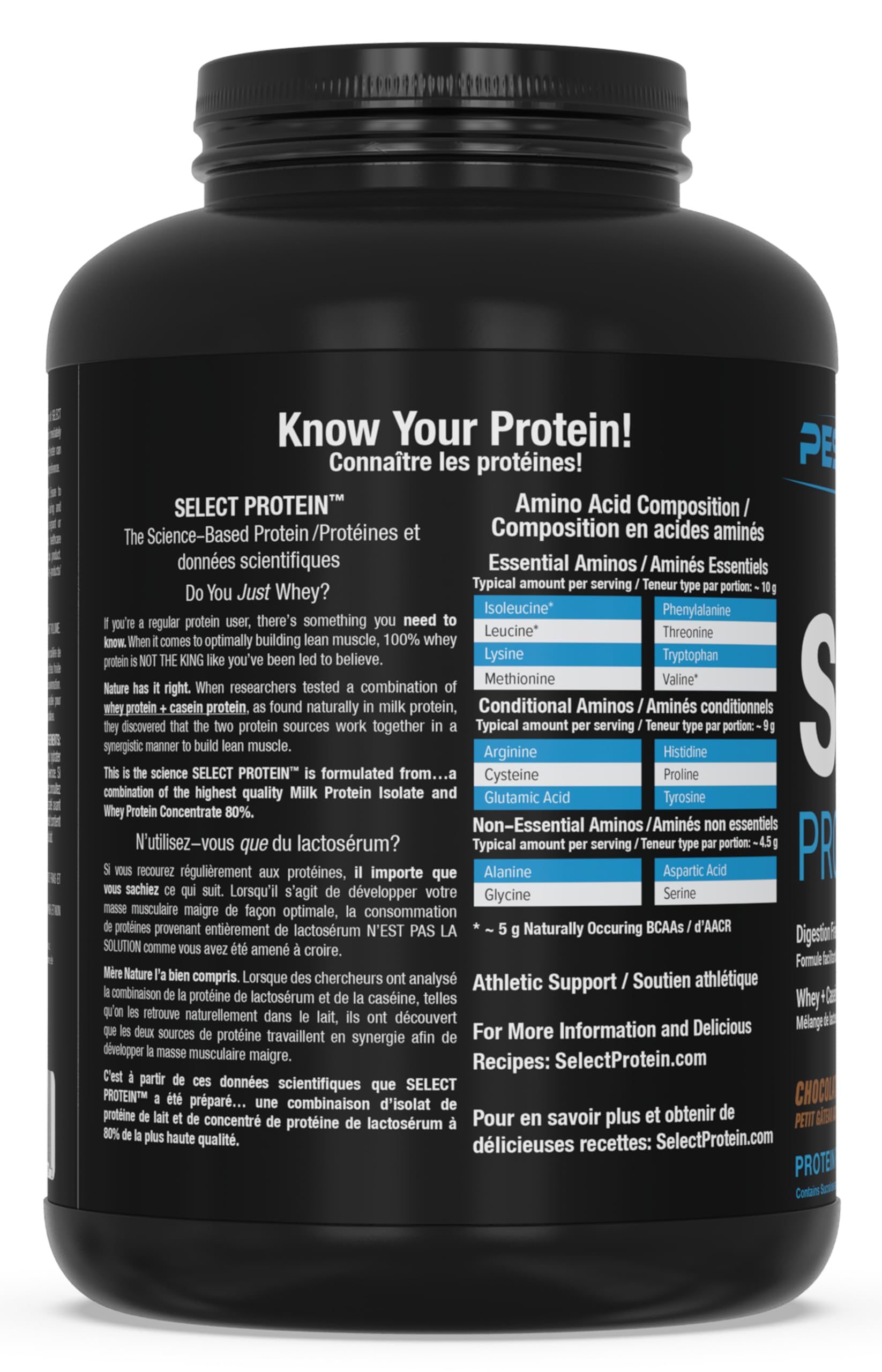 PEScience Select Protein Powder escena entrenamiento, ideal como snack proteico.