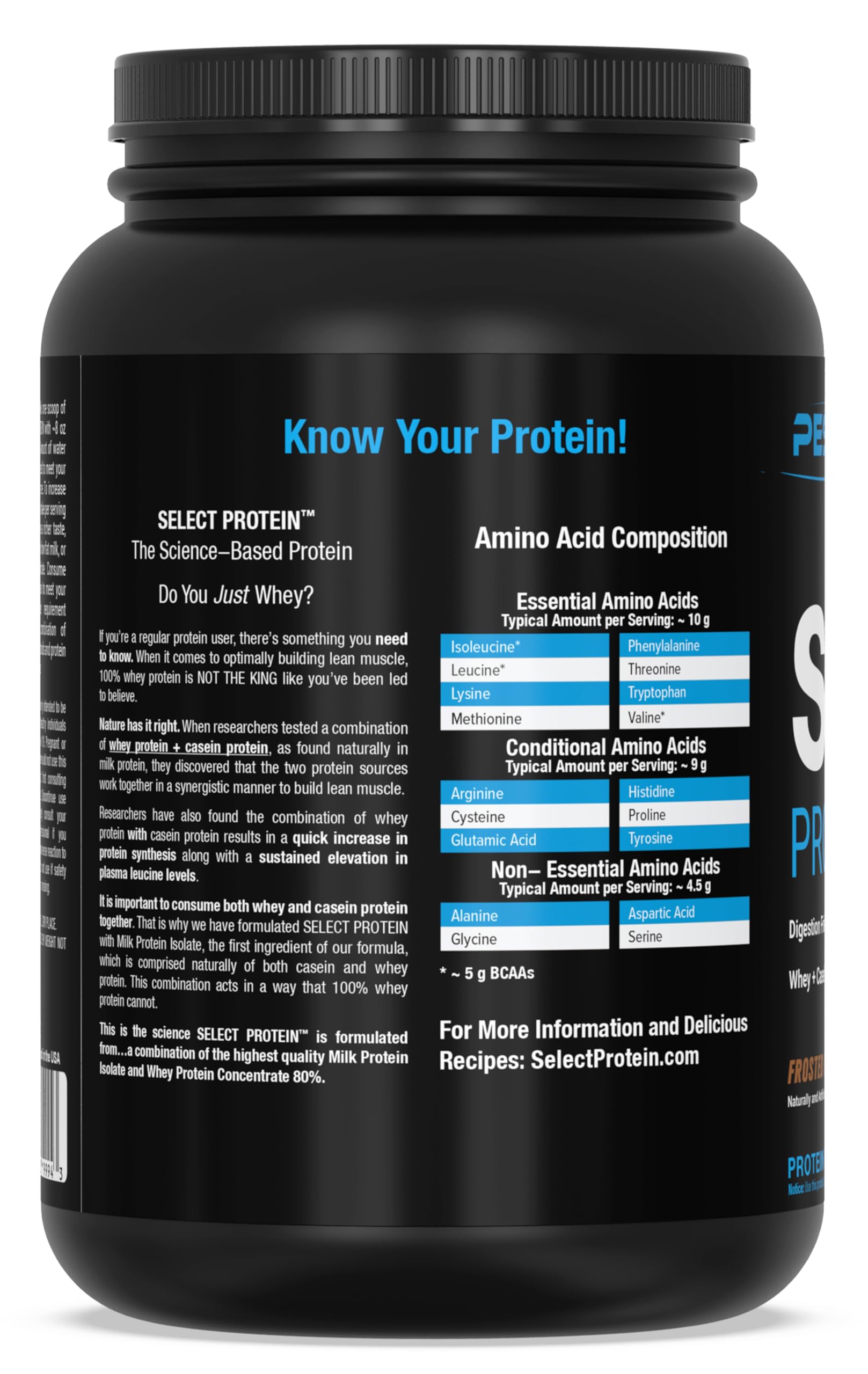 PEScience Select, etiqueta colorida, garantía de calidad y pureza.