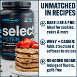PEScience Select Protein Powder mezcla en vaso, textura suave y saciante.