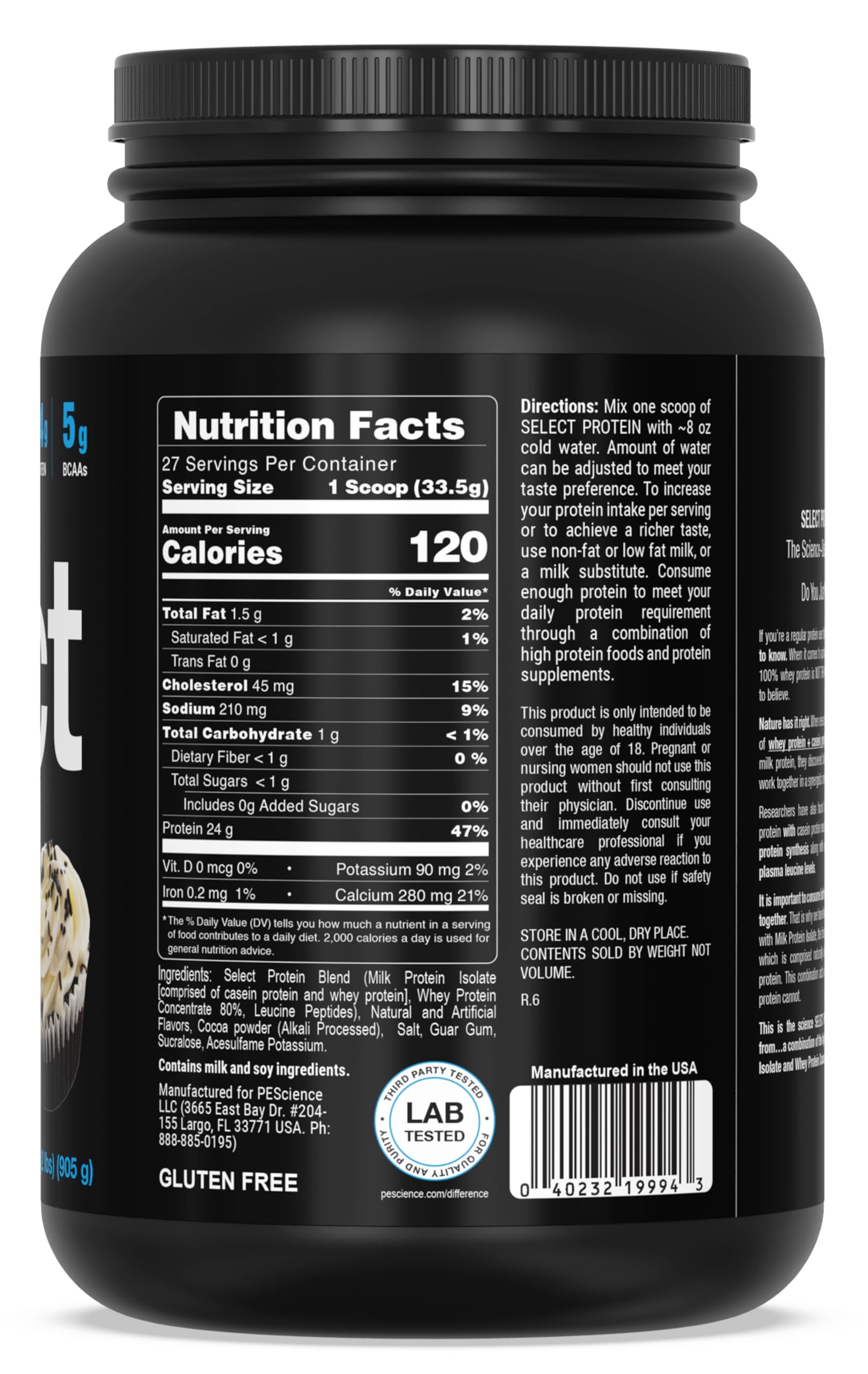 PEScience Select, taza de batido, perfecto para desayunos ligeros y dietas bajas en carbohidratos.