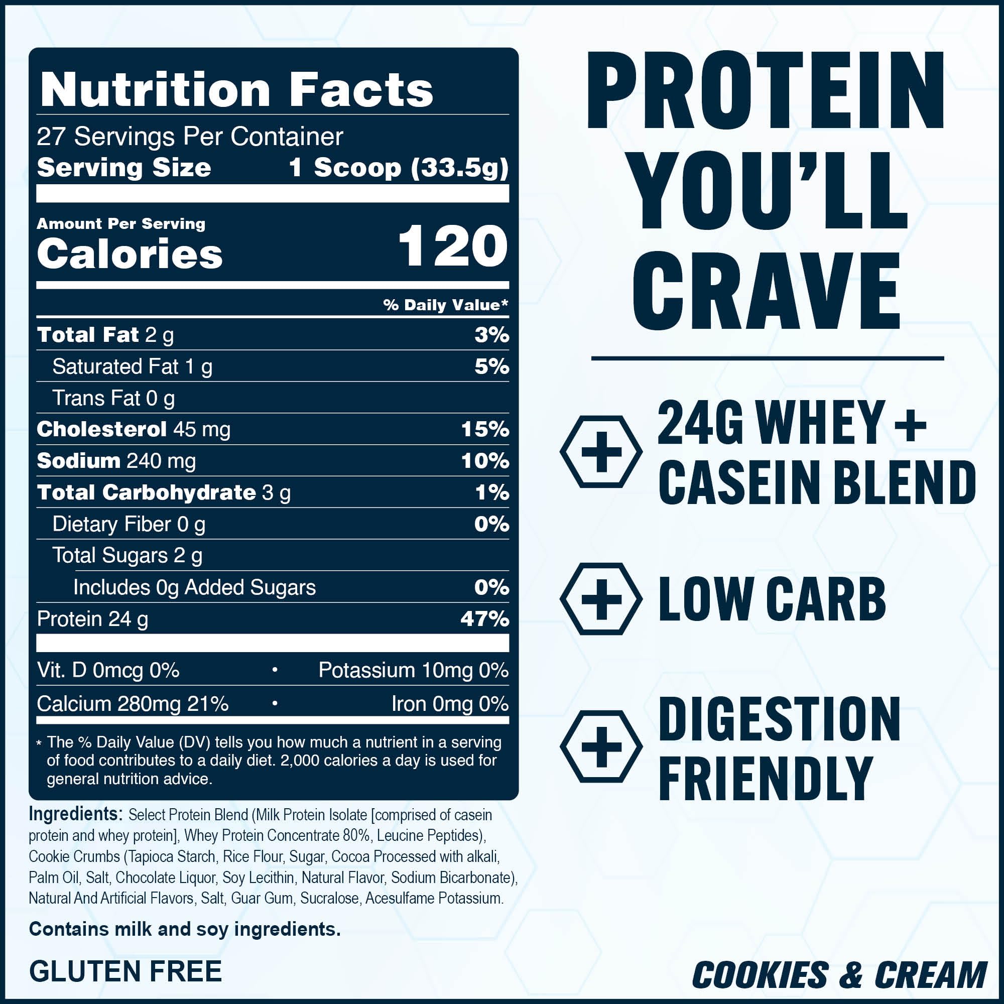 PEScience Select Protein, sabor galletas y crema, ideal para un snack rico en proteína.