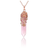 PESOENTH colgante cuarzo rosa hexagonal, look elegante para uso diario