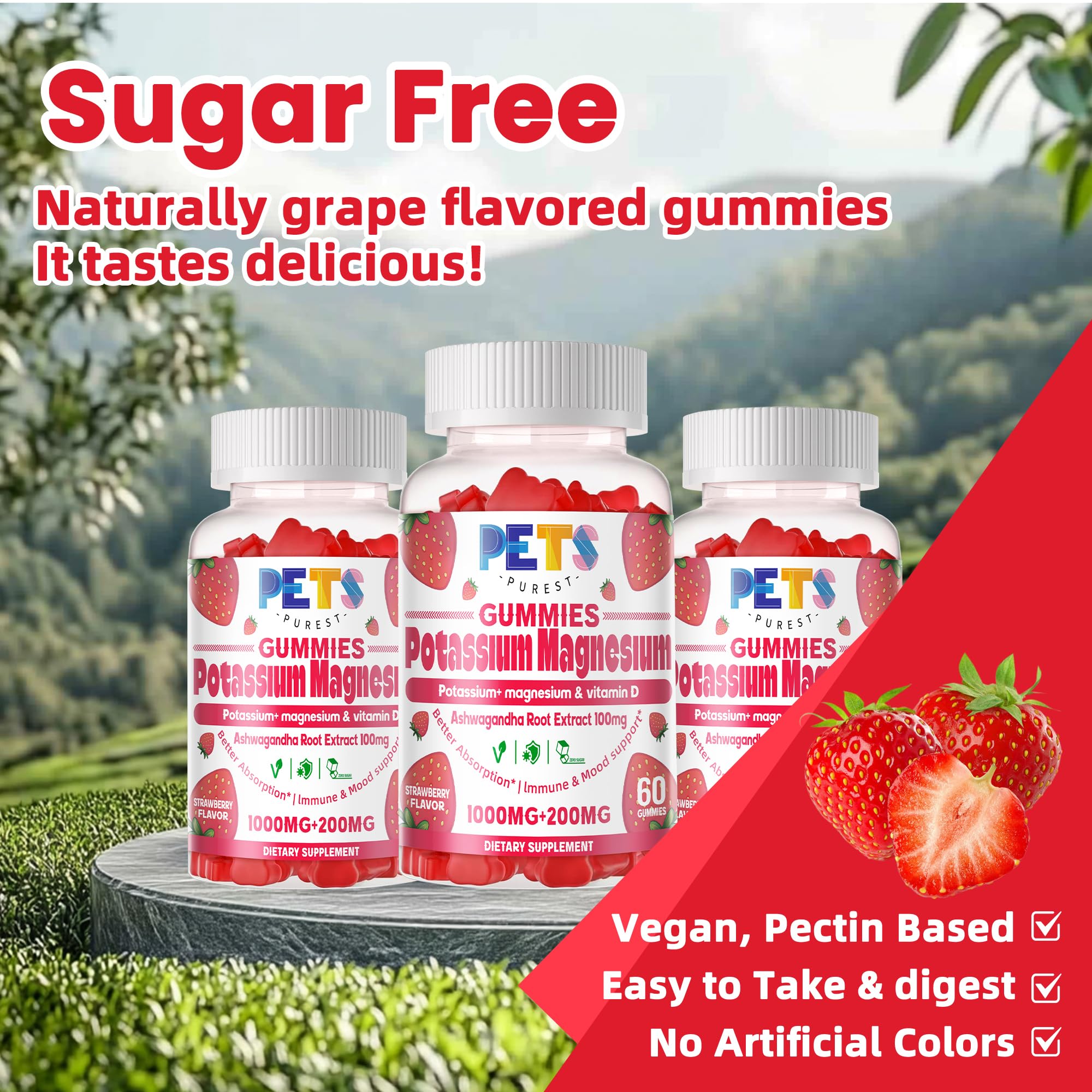 Gominolas de Pets Purest sabor fresa para consumo diario.