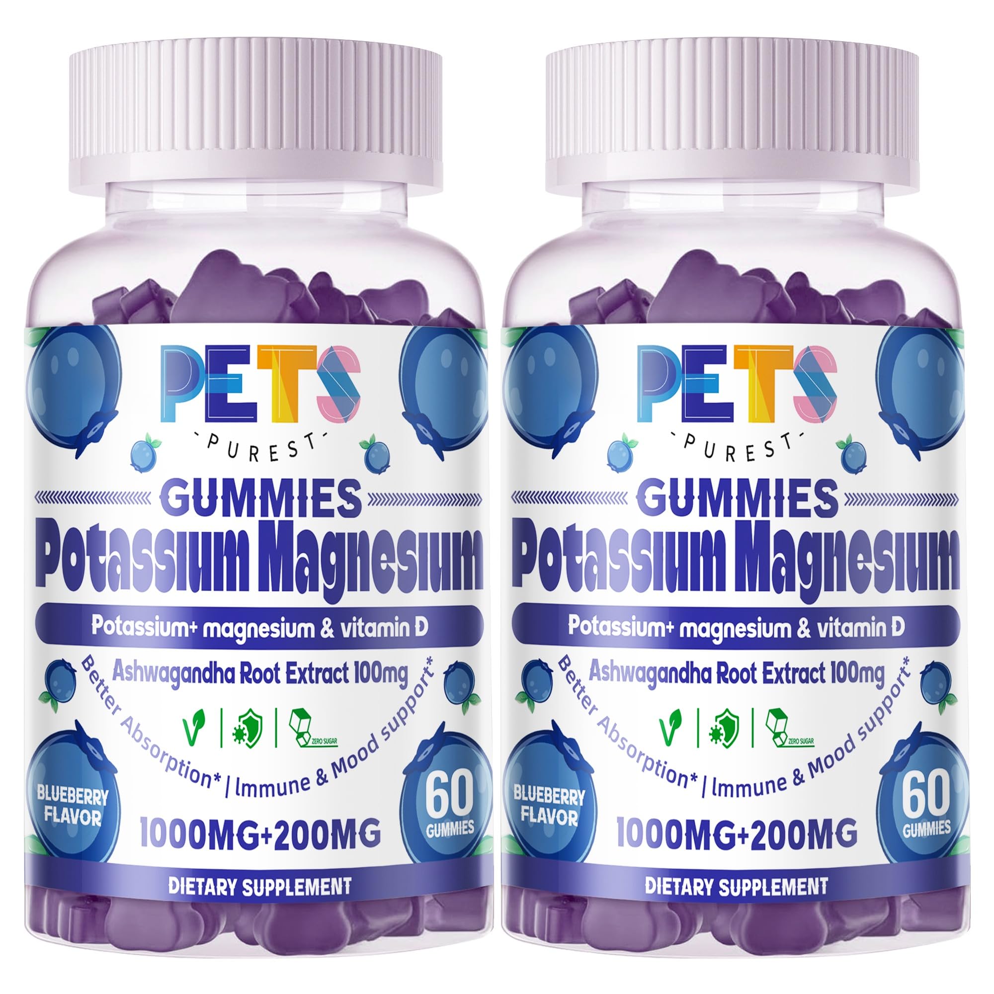 Pets Purest gomitas Potasio-Magnesio en envase, fácil de tomar.