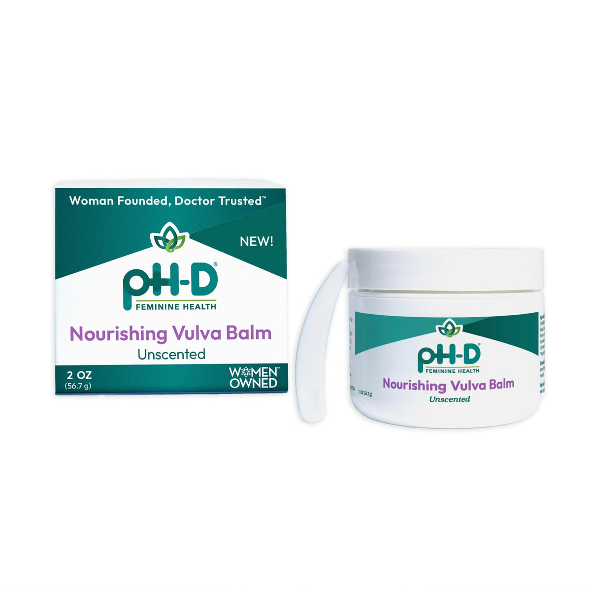 pH-D Bálsamo vulvar en bote de 2 oz para hidratación diaria.