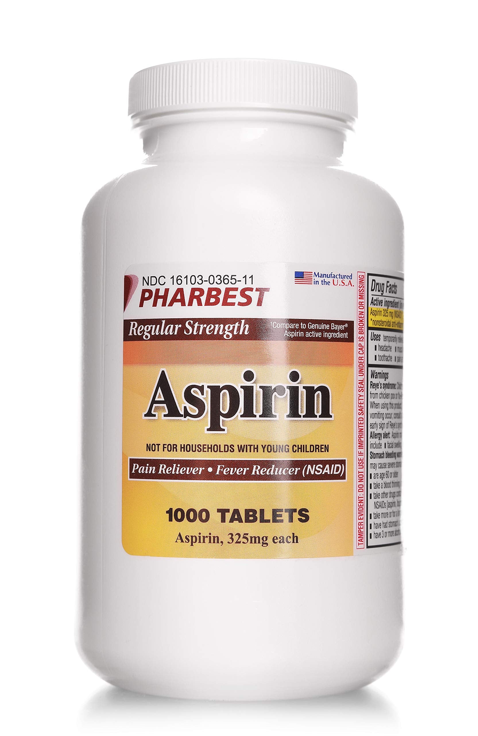 PHARBEST Aspirina 325 mg envase 1000 tabletas: suministro prolongado y conveniente