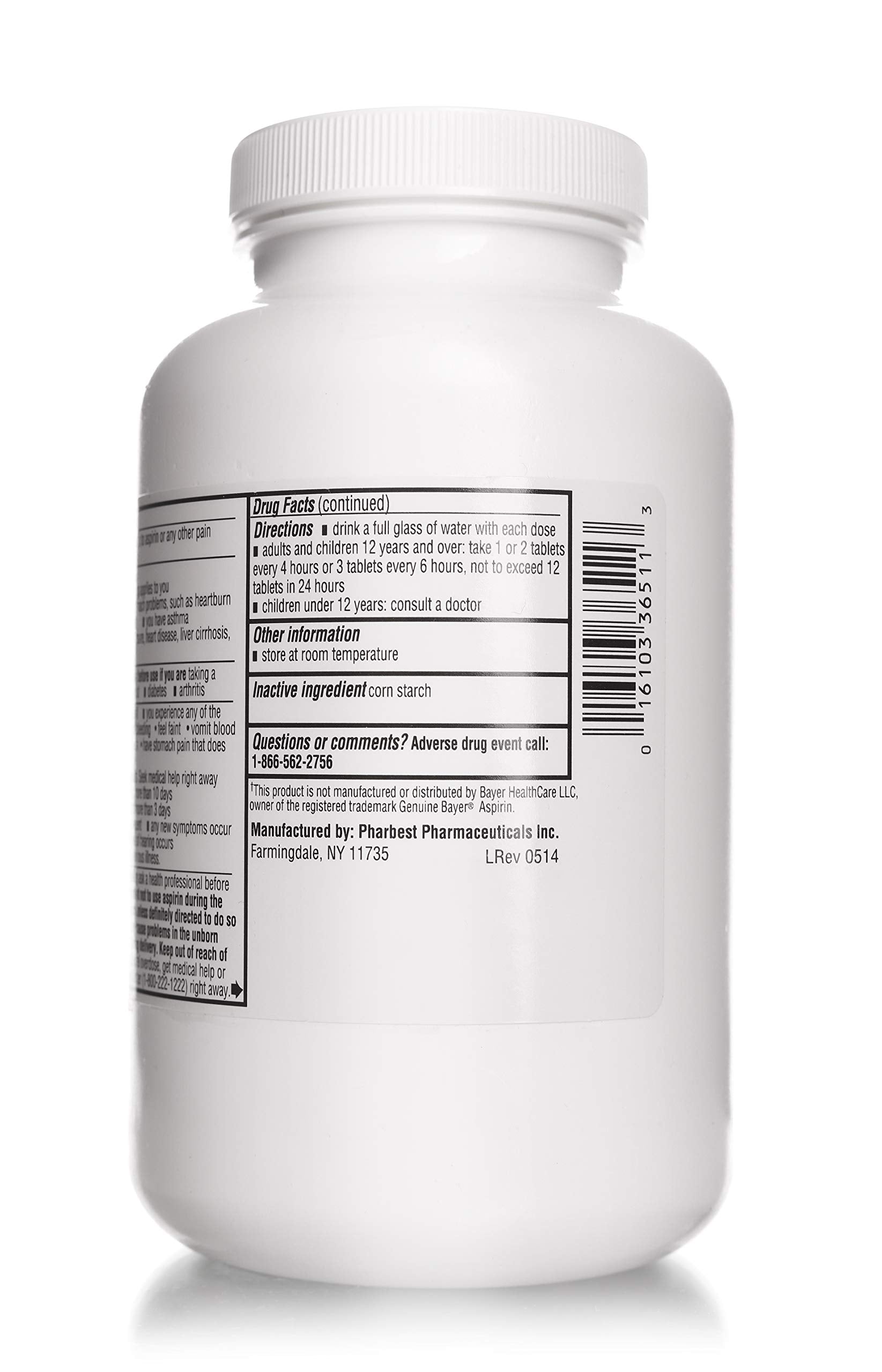 PHARBEST Aspirina 325 mg etiqueta EE. UU.: fabricación de calidad y estándares